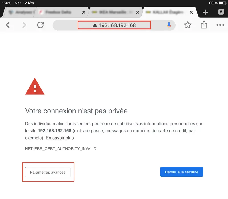 Votre connexion n'est pas privée